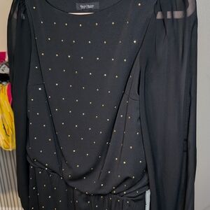 Elegant Black Dress with Gold Accents